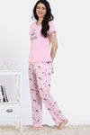 Zivame Joyful Jingles Knit Cotton Pyjama Set - Rose Shadow — thumbnail 3